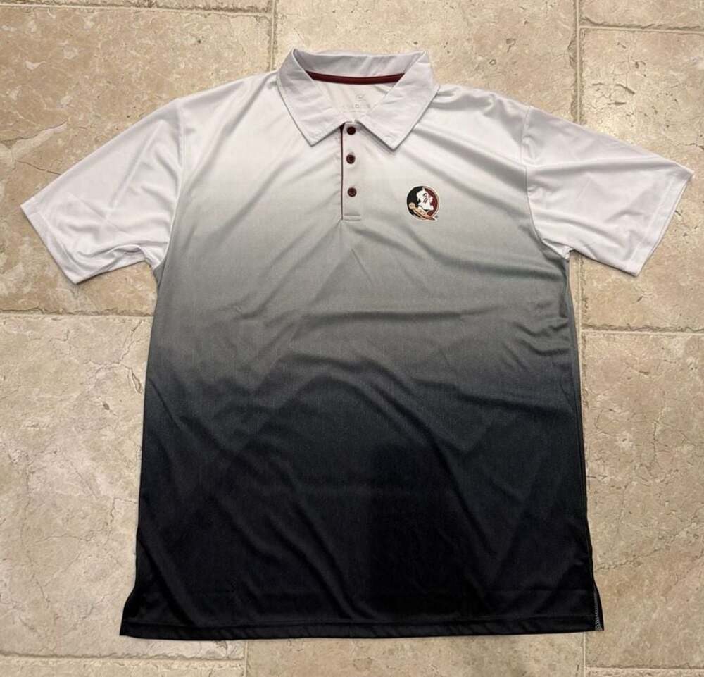 Colosseum Men's White Performance Shirt with Maroon Trim, Size XXL